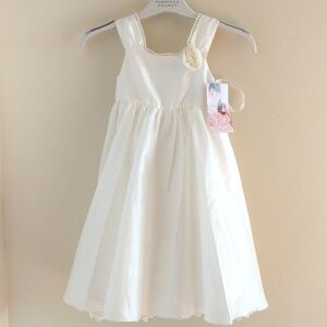 NWT US Angels Girls White Satin Bow Dress | Flower Girl